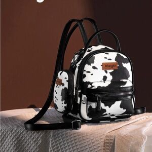 Wrangler Cow Print Mini Backpack With Coin Pouch - Black